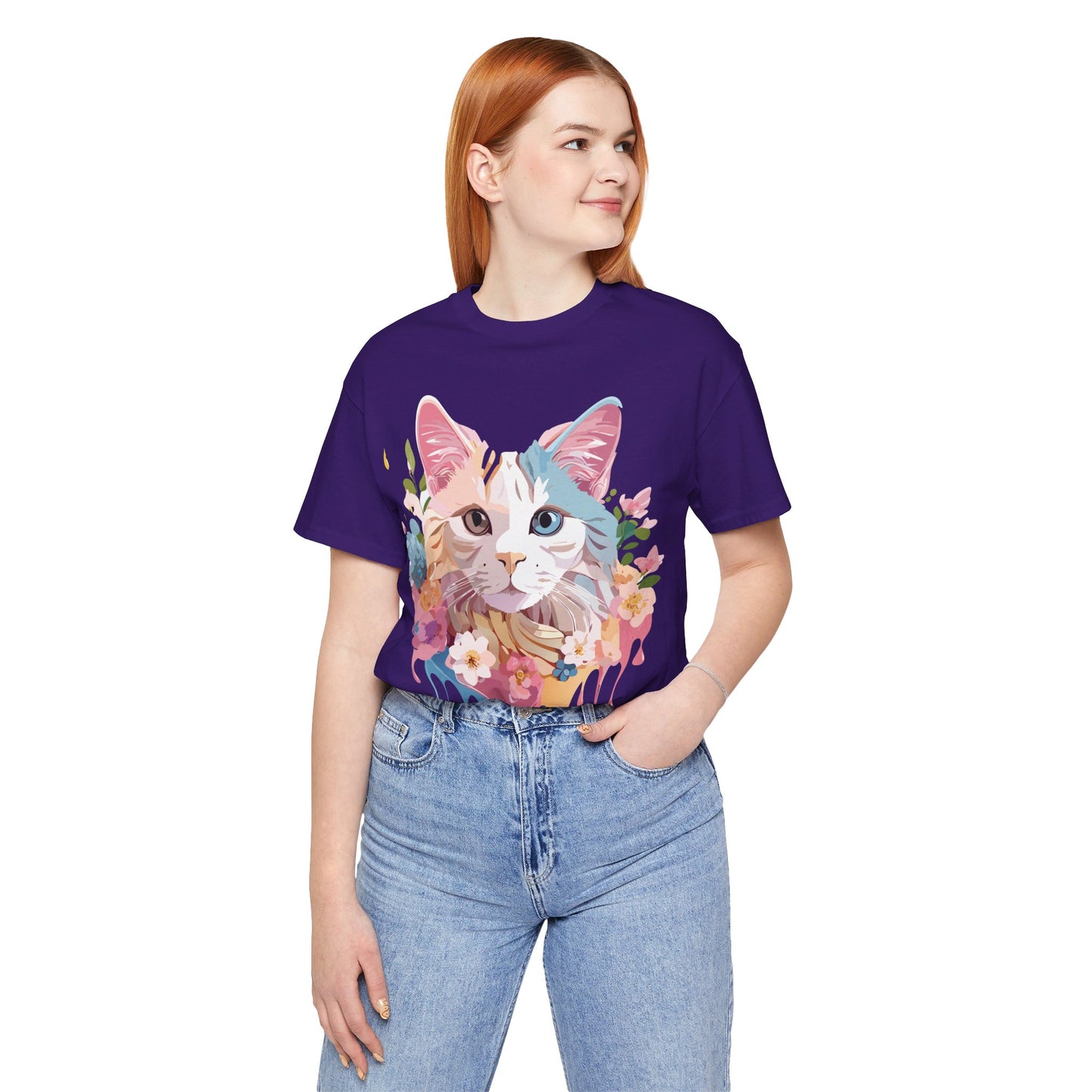 Natural Cotton Tee Shirt with Cat