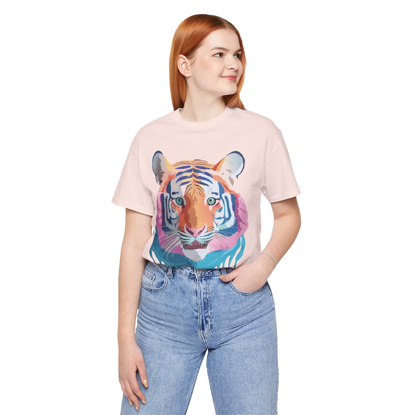 Natural Cotton Tee Shirt with Tiger