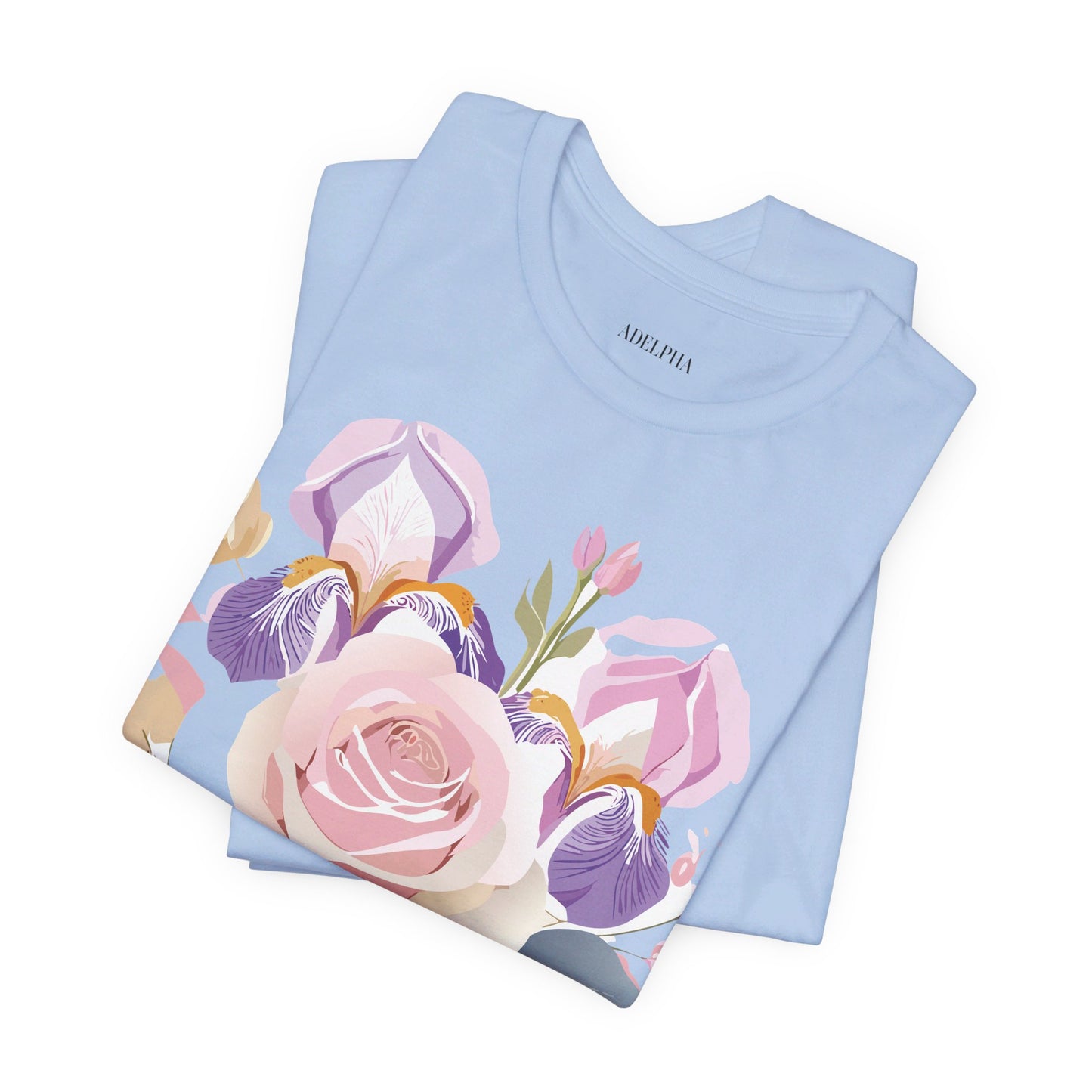 Natural Cotton Tee Shirt with Flowers