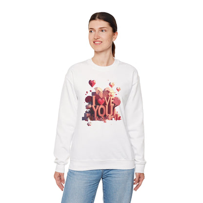 Unisex Heart Love Sweatshirt Floral Valentines Day Cotton Poly Fifty Fifty Blend