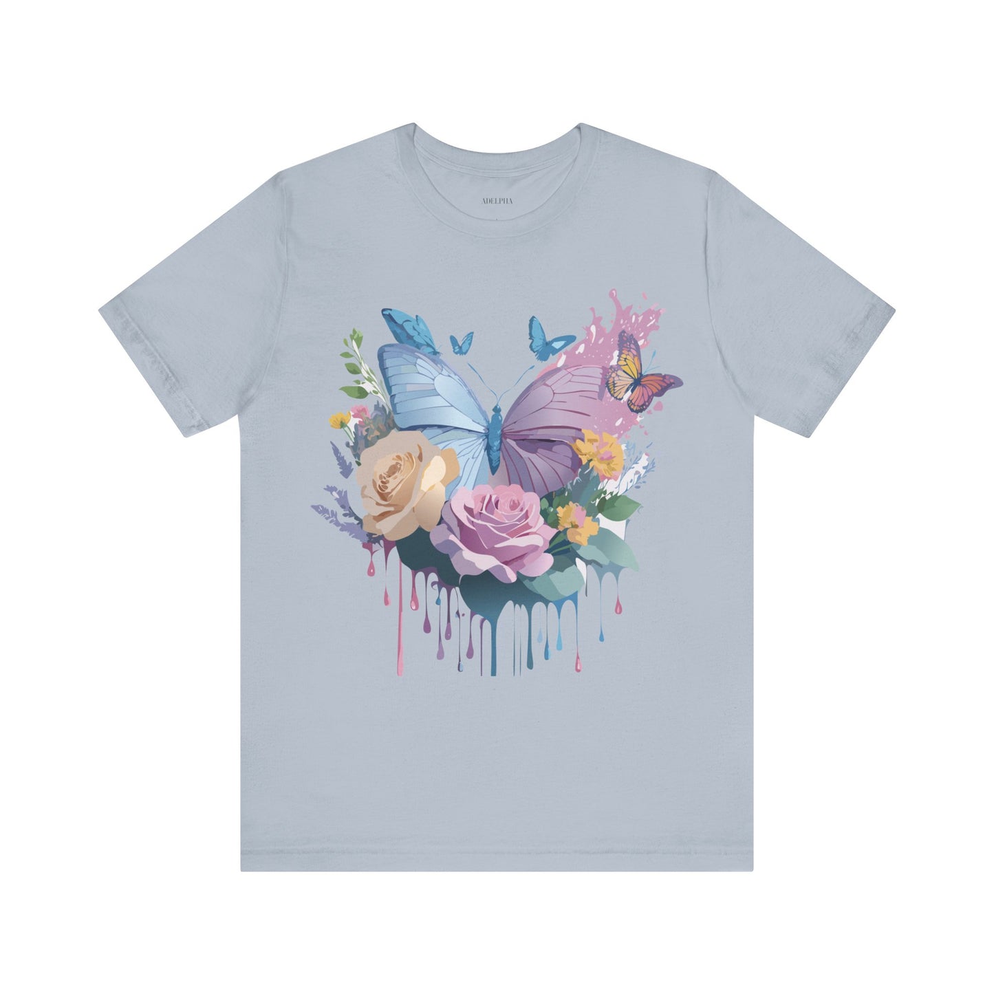 Natural Cotton Tee Shirt with Butterfly