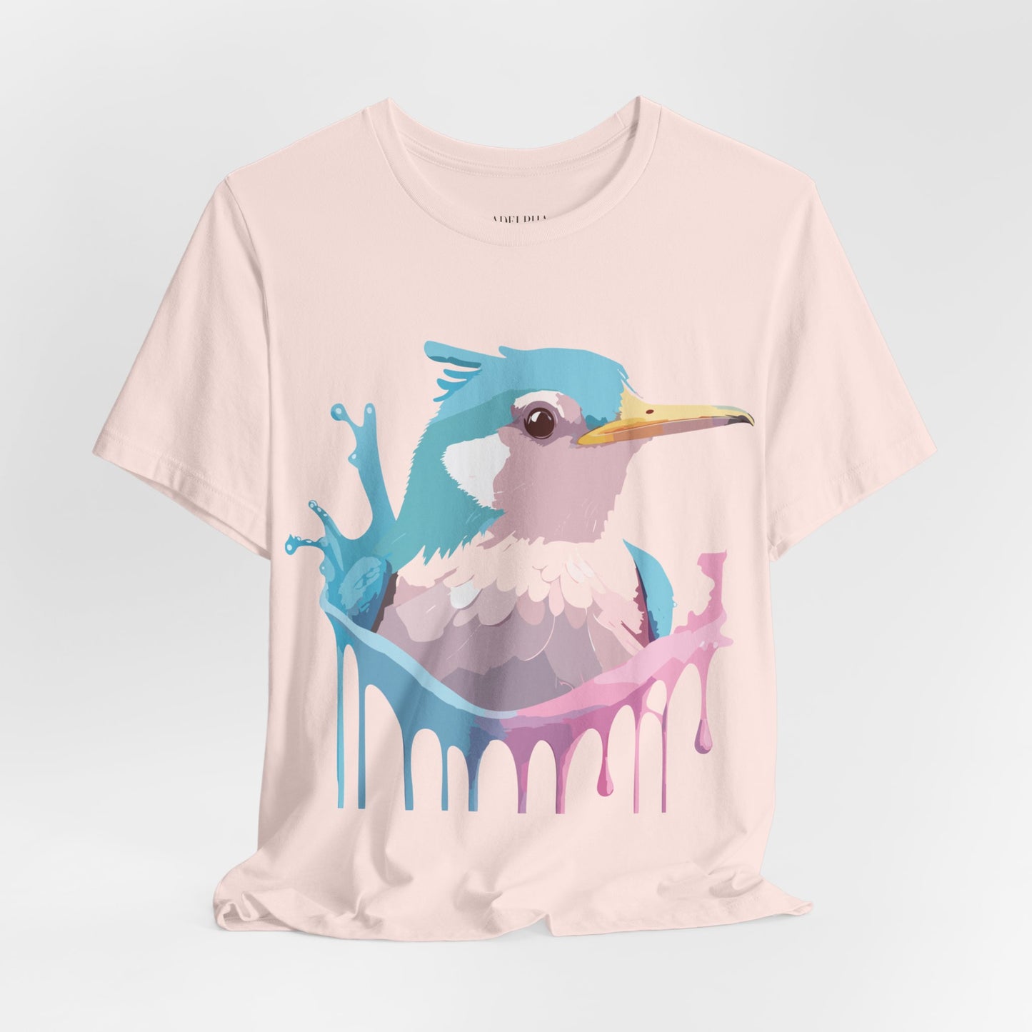 Natural Cotton Tee Shirt with Bird