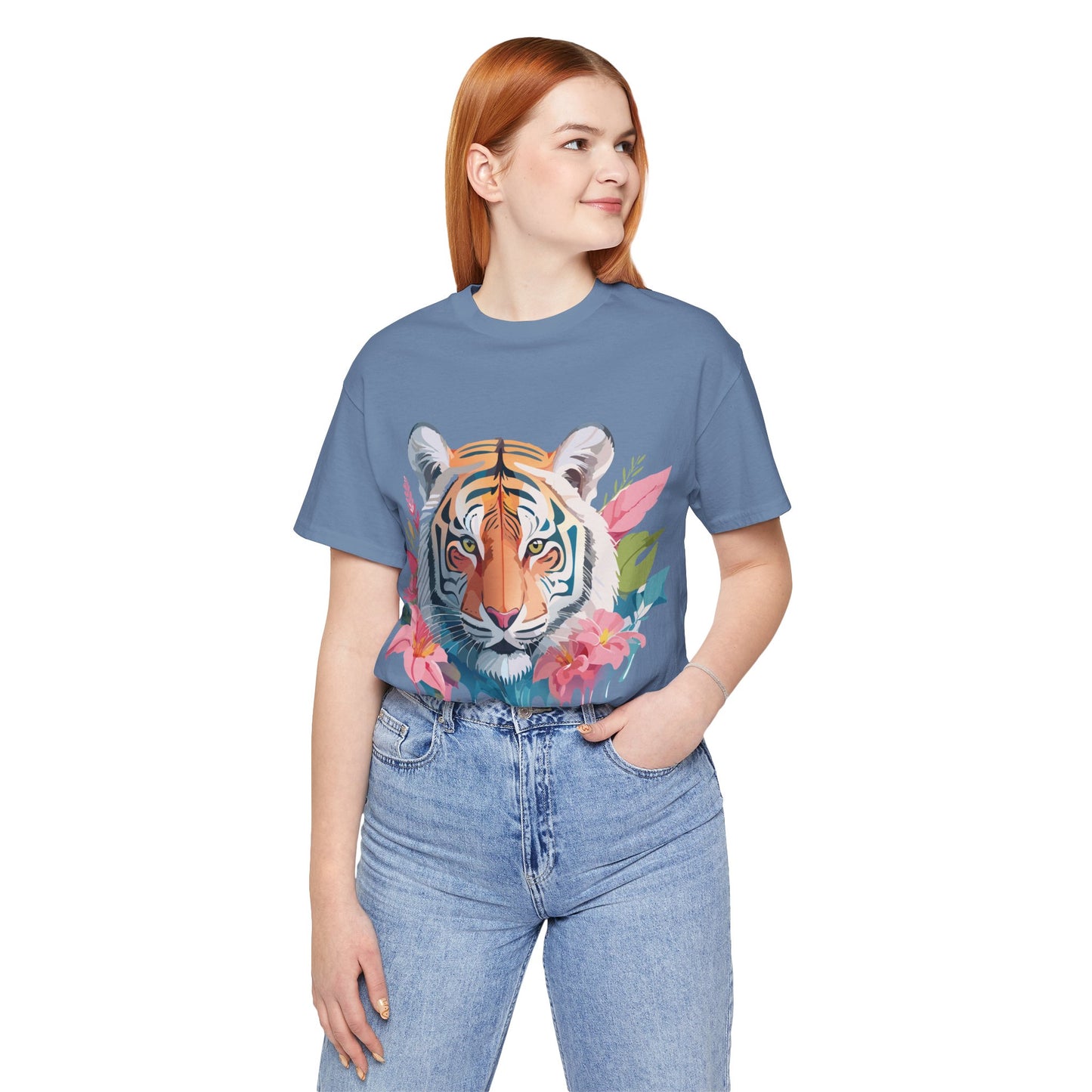 Natural Cotton Tee Shirt with Tiger