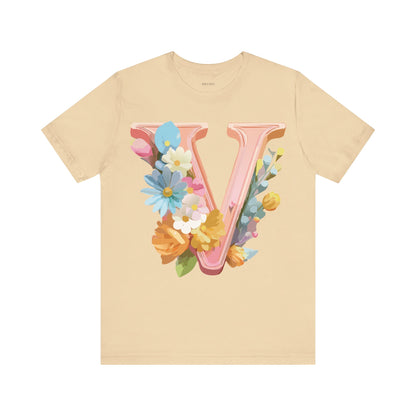 Natural Cotton Tee Shirt - Letters Collection - V Printify