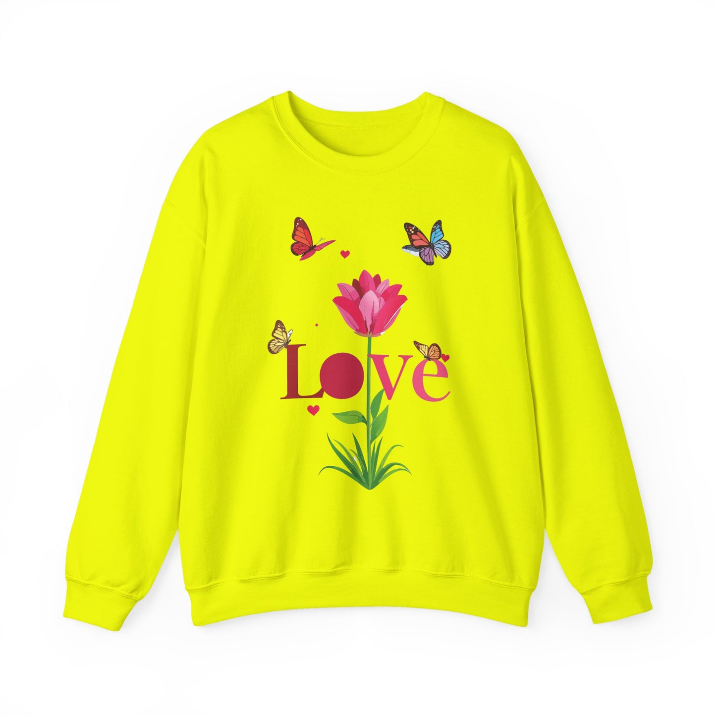 Unisex Floral Love Sweatshirt Floral Butterfly Design Cotton Poly Valentines Day