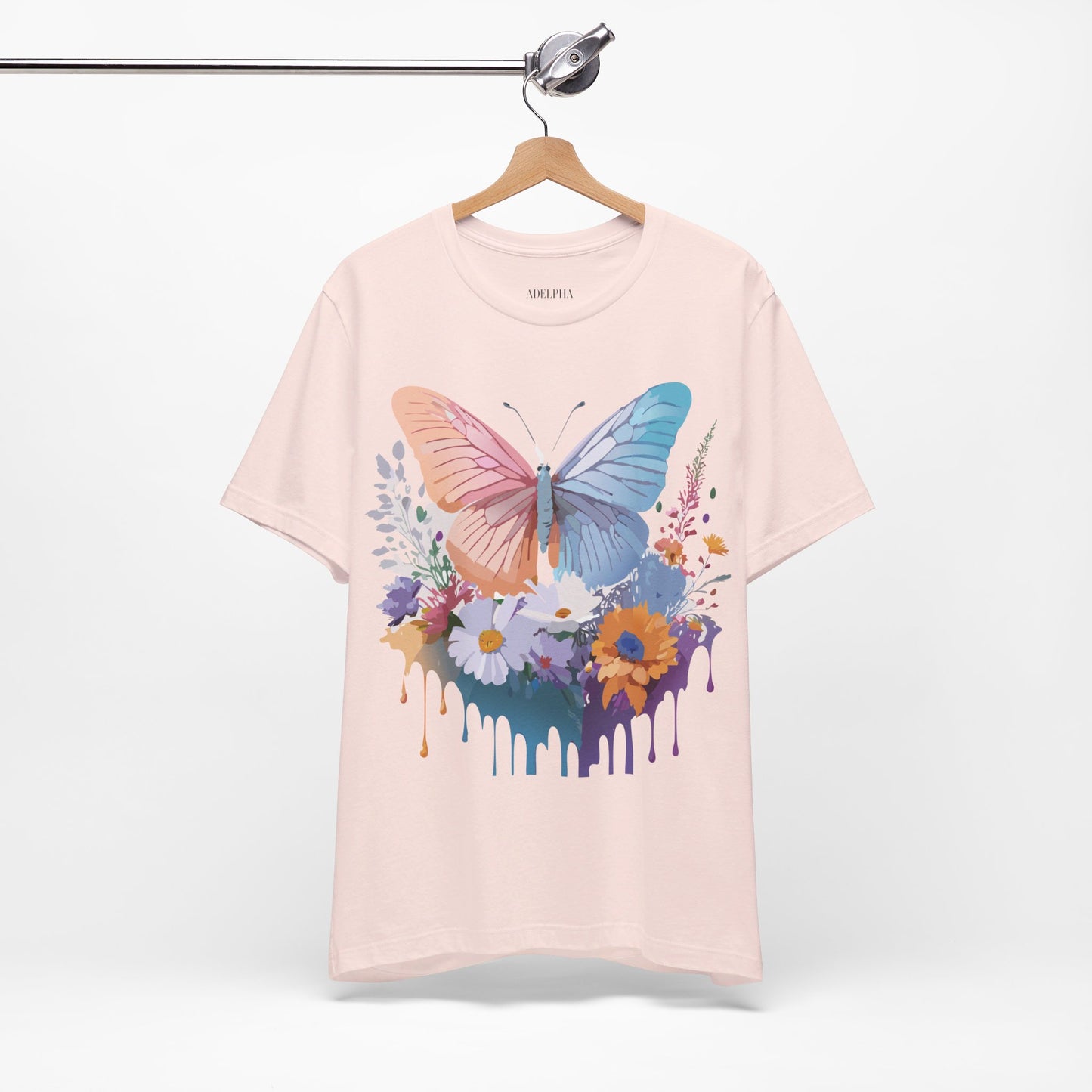 Natural Cotton Tee Shirt with Butterfly