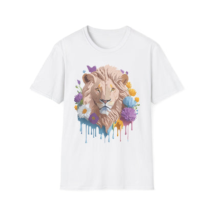 Lion Shirt Unisex Floral Lion Tee Gildan Softstyle 64000 Short Sleeve