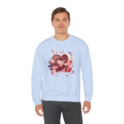 Unisex Floral Big Heart Sweatshirt Love Floral Valentine Day Cotton Poly Blend