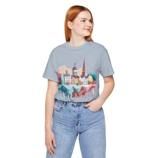 Natural Cotton Tee Shirt - Beautiful Places Collection - Warnemünde and Rostock - Germany Printify