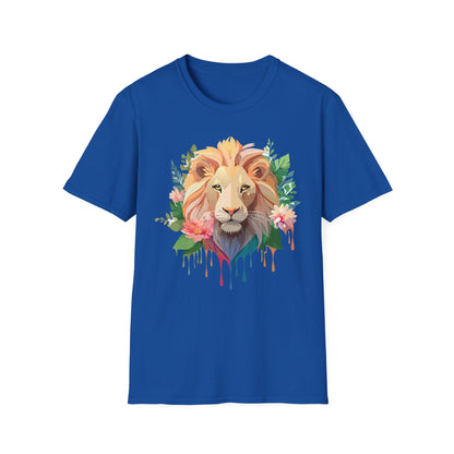 Gildan Unisex Lion Shirt Floral Lion Tee Animal Print Softstyle Tee