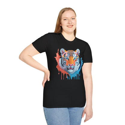 Unisex Tiger Tee Gildan Softstyle Animal Print Shirt Ring Spun Cotton