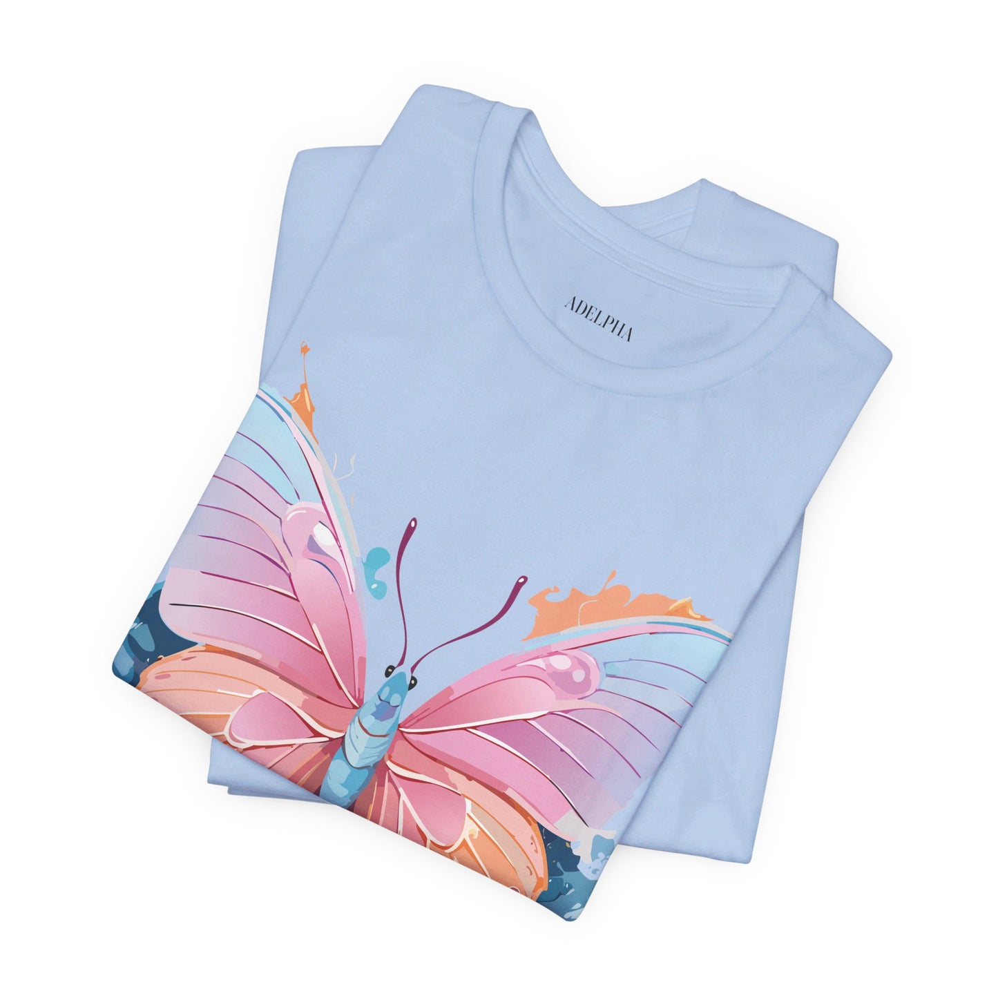 Natural Cotton Tee Shirt with Butterfly