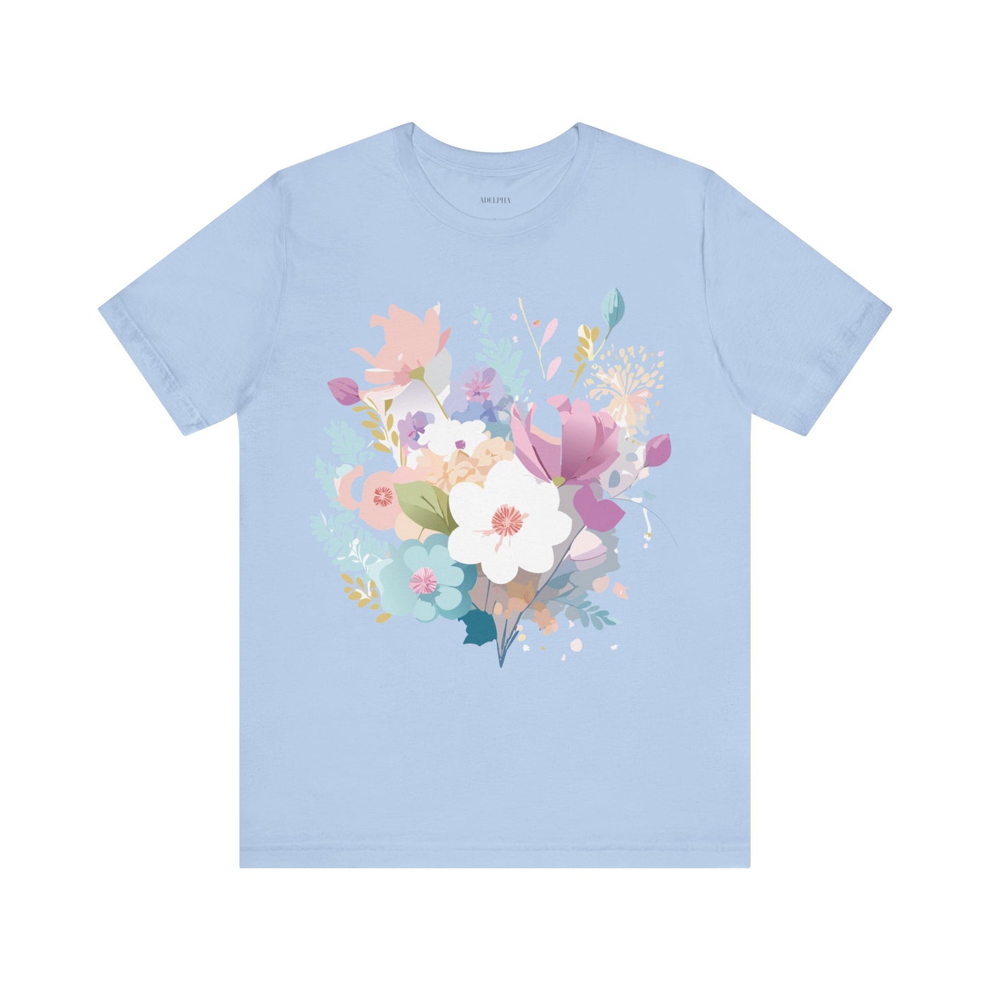 Natural Cotton Tee Shirt with Flowers