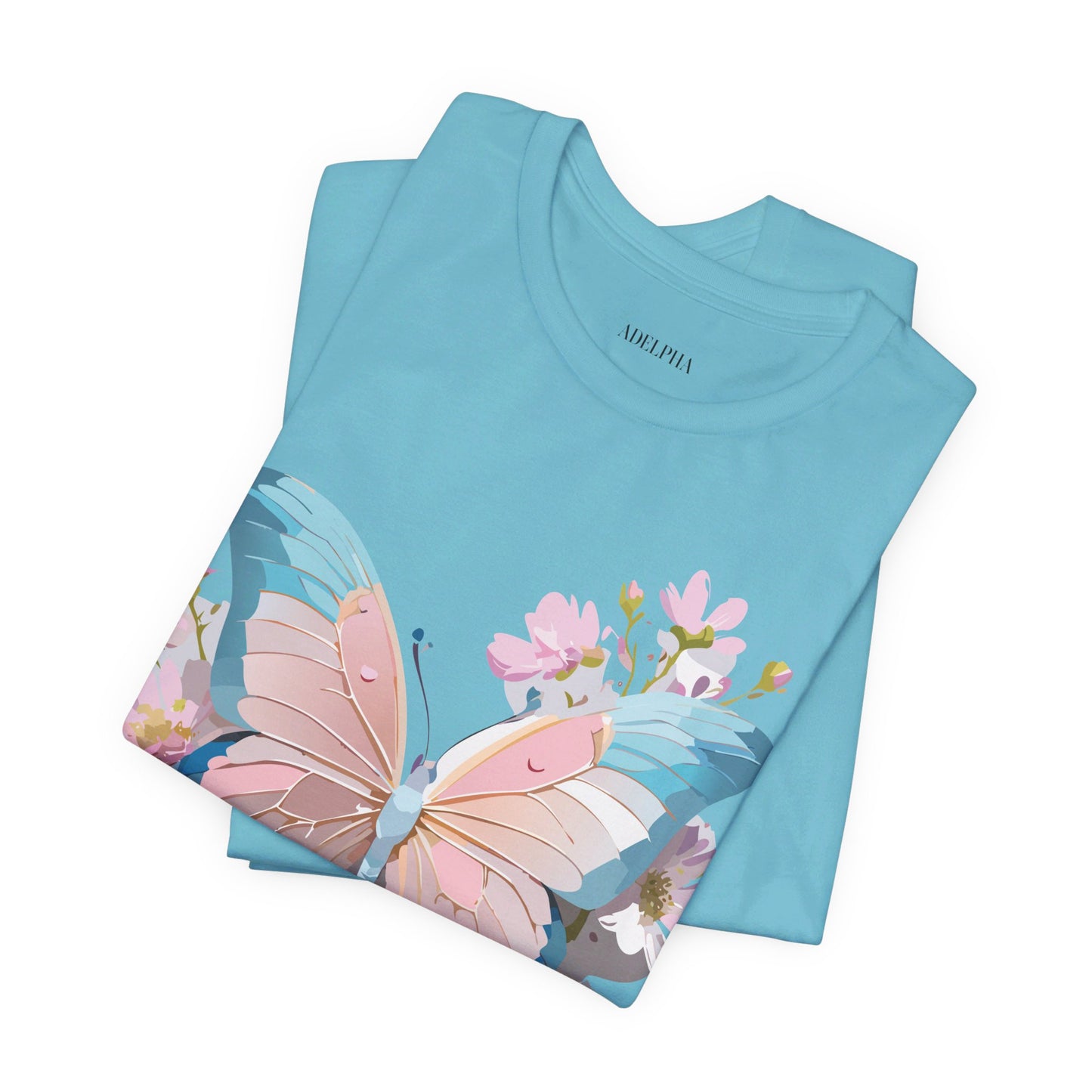 Natural Cotton Tee Shirt with Butterfly