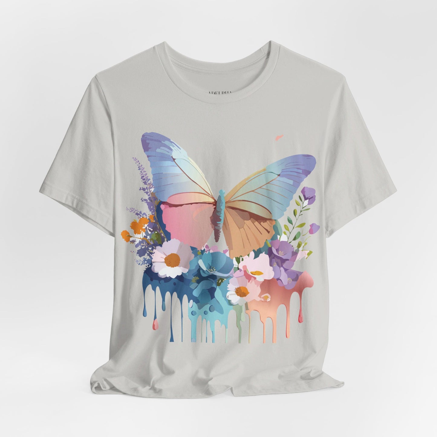 Natural Cotton Tee Shirt with Butterfly