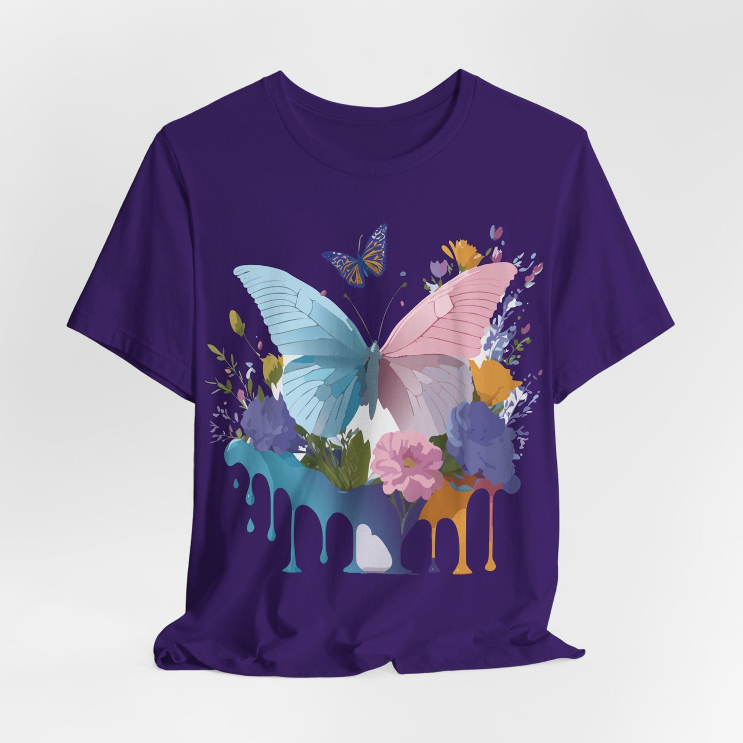 Natural Cotton Tee Shirt with Butterfly