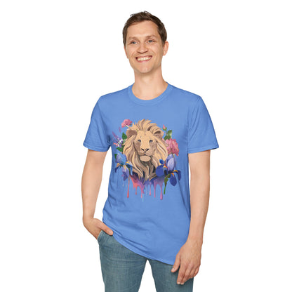 Unisex Softstyle Lion Shirt Floral Lion Tee Animal Print Graphic Tee
