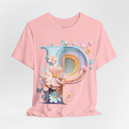Natural Cotton Tee Shirt - Letters Collection - P Printify