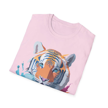 Tiger Print Shirt Unisex Softstyle Tee 100 Percent Ring Spun Cotton
