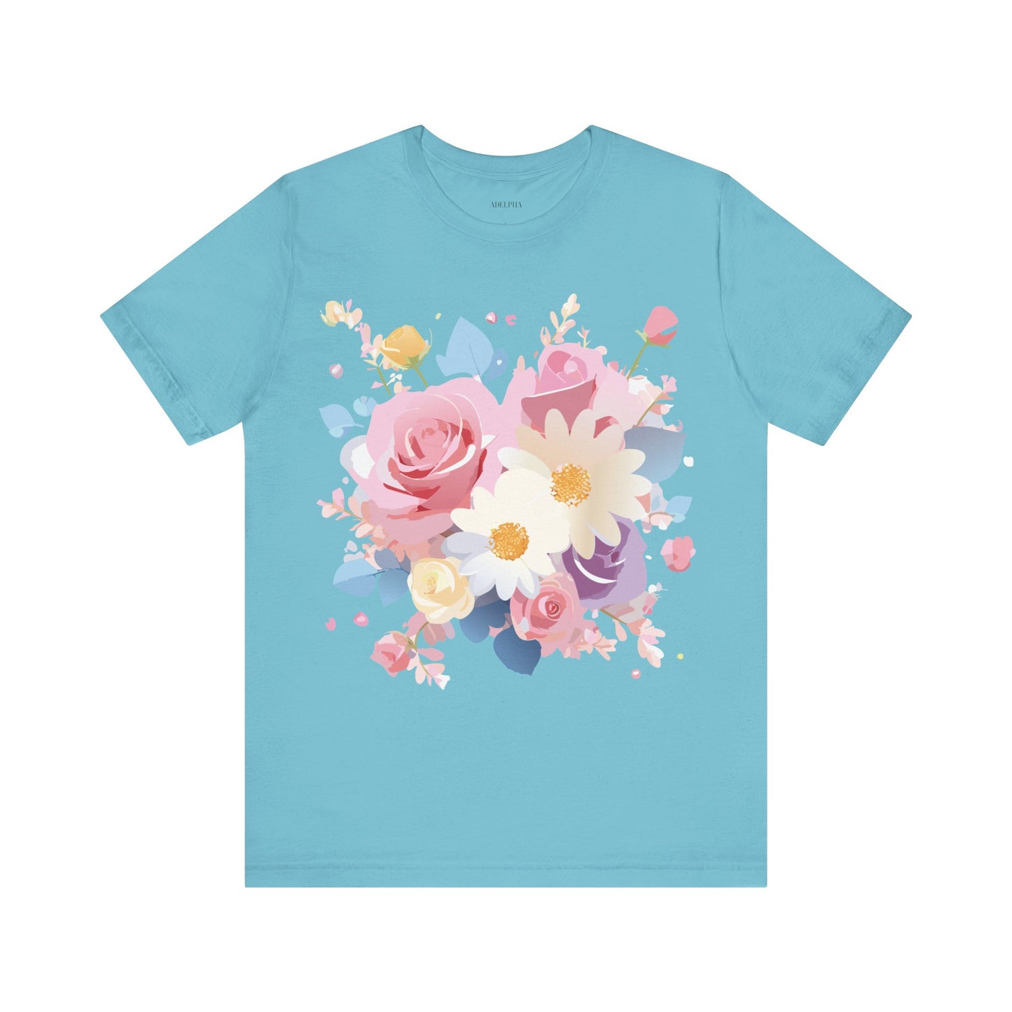 Natural Cotton Tee Shirt with Flowers