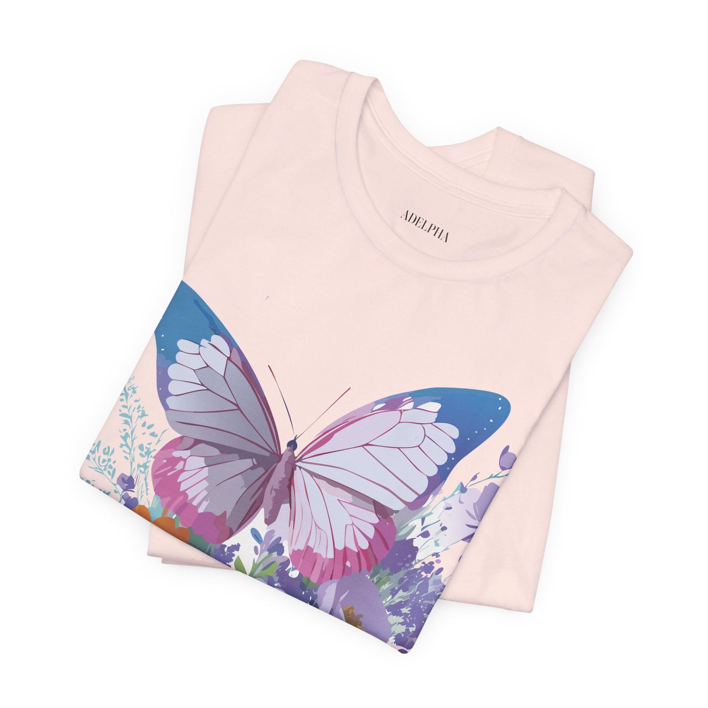 Natural Cotton Tee Shirt with Butterfly