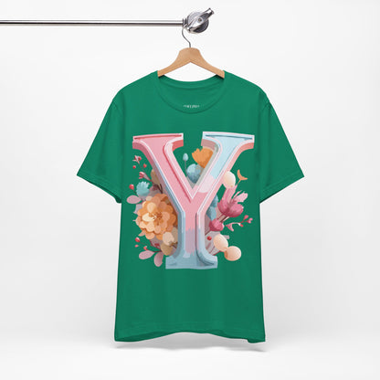 Natural Cotton Tee Shirt - Letters Collection - Y Printify