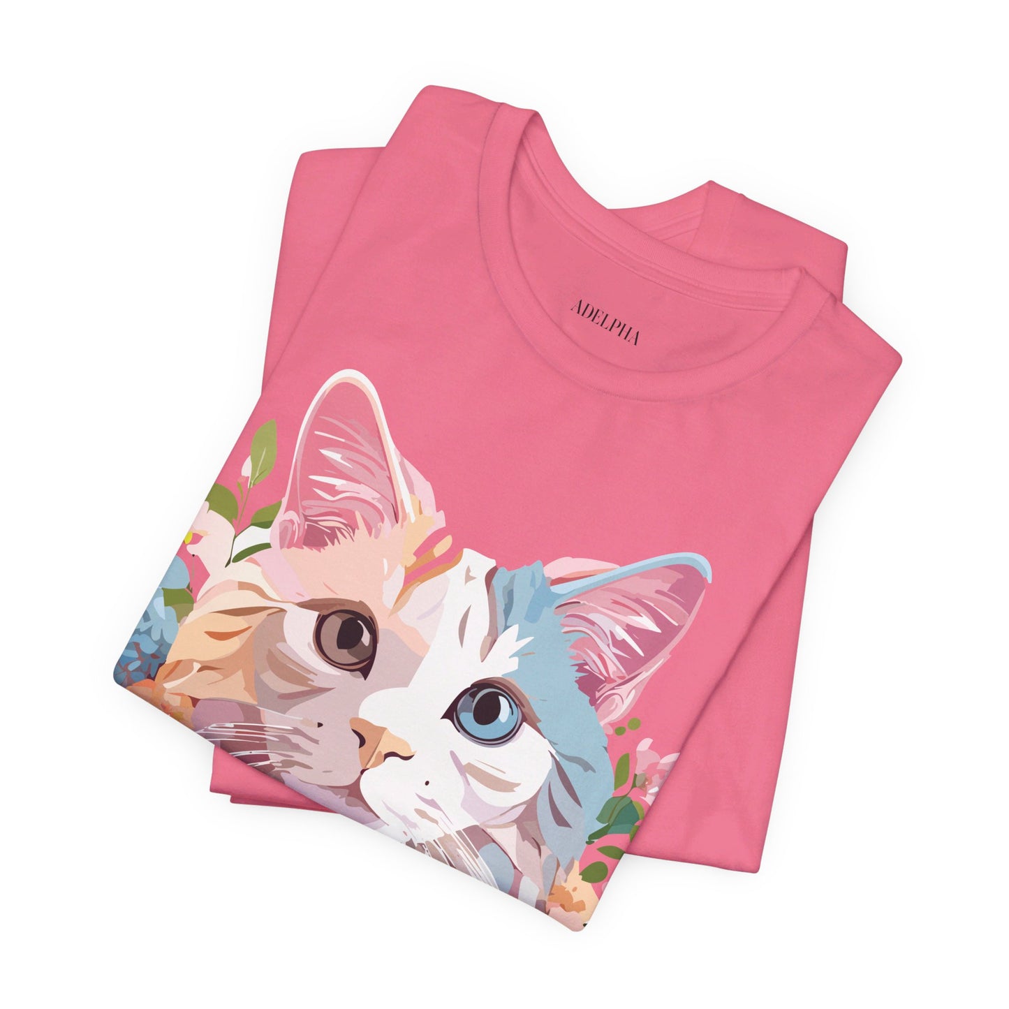 Natural Cotton Tee Shirt with Cat