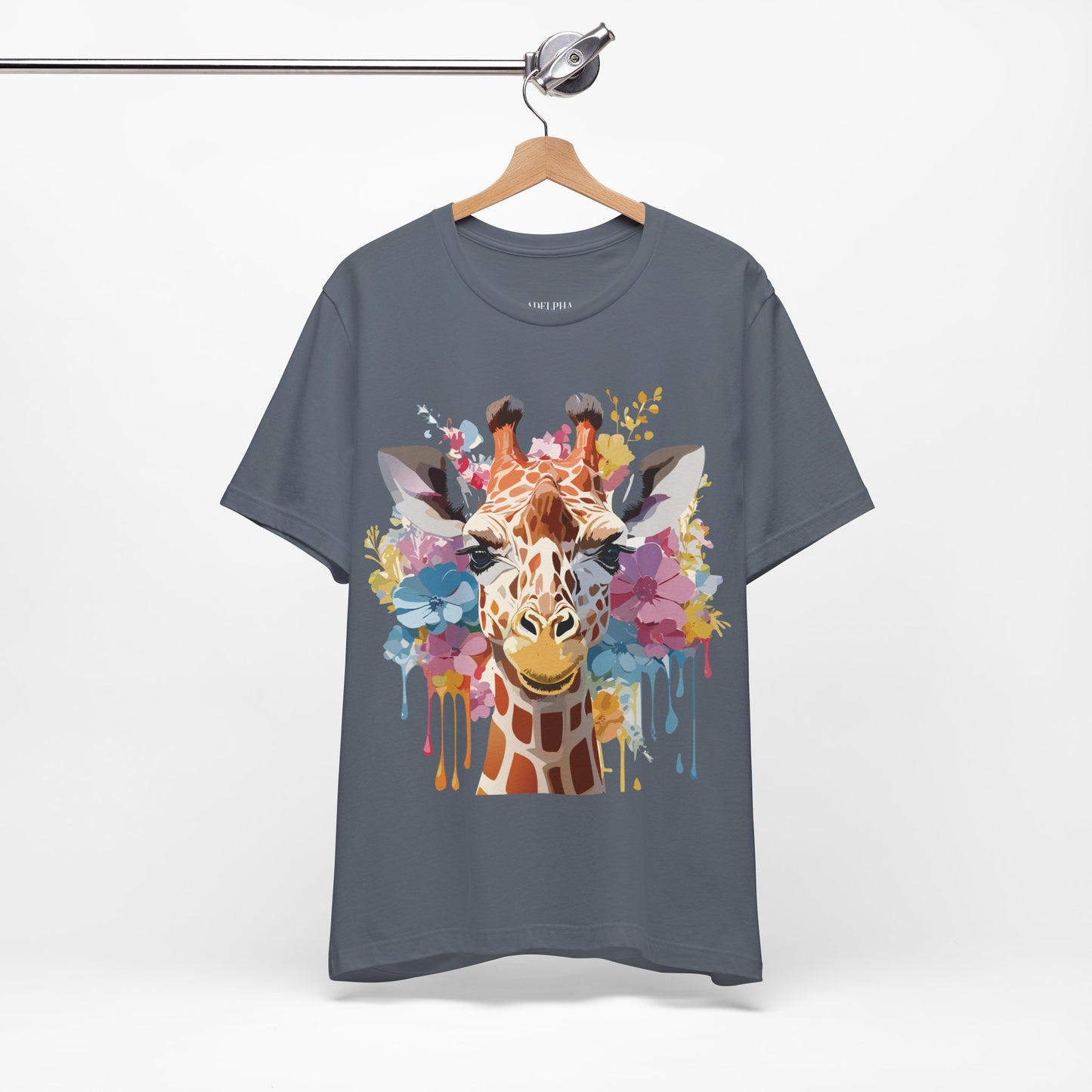 Natural Cotton Tee Shirt with Giraffe