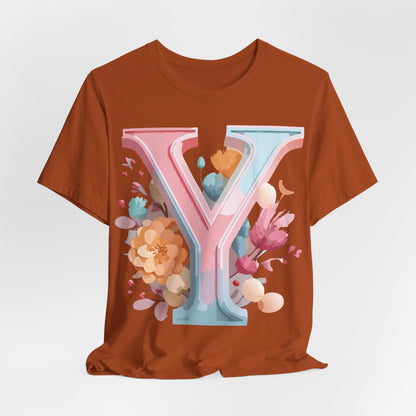 Natural Cotton Tee Shirt - Letters Collection - Y Printify