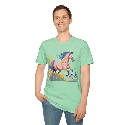 Unisex Horse Shirt With Animal Design Gildan Softstyle 64000 Tee