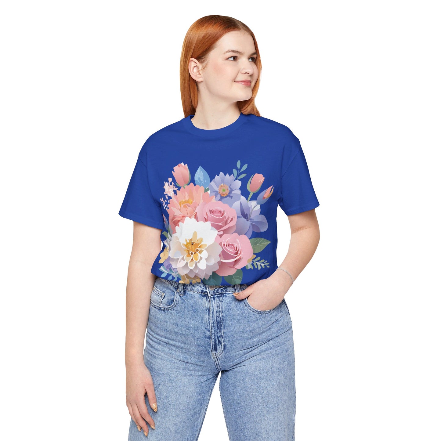 T-shirt en coton naturel avec fleurs