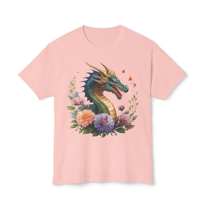 Dragon Art Design Shirt Unisex Cotton T Shirt Floral Print Tee