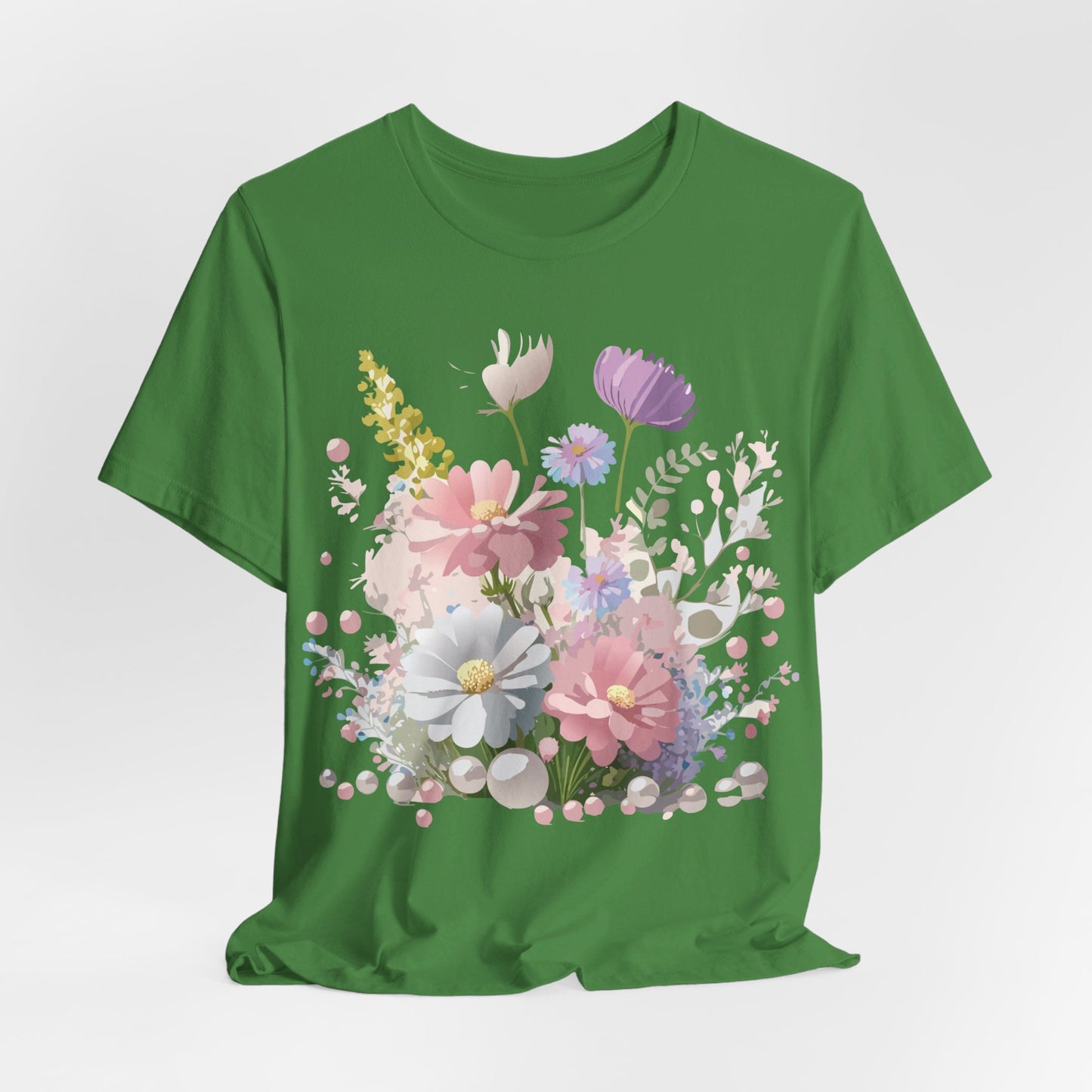 T-shirt en coton naturel avec fleurs