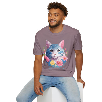Cat Shirt Unisex Cat Tee Kitten Print Gildan Softstyle 64000