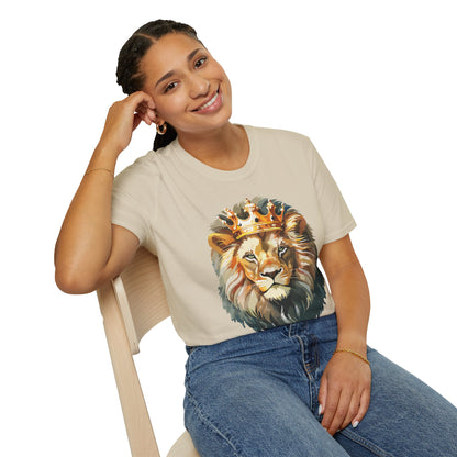 Unisex Lion Print T Shirt Softstyle 64000 One Hundred Percent Ring Spun Cotton