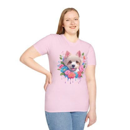 Unisex Gildan Softstyle Animal Print Dog Shirt Tee 100 Percent Cotton