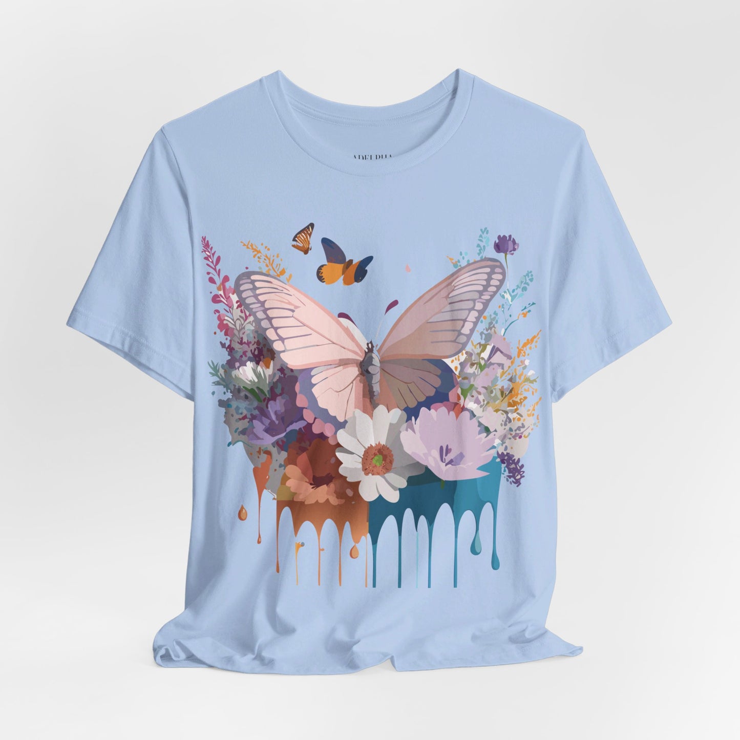 Natural Cotton Tee Shirt with Butterfly