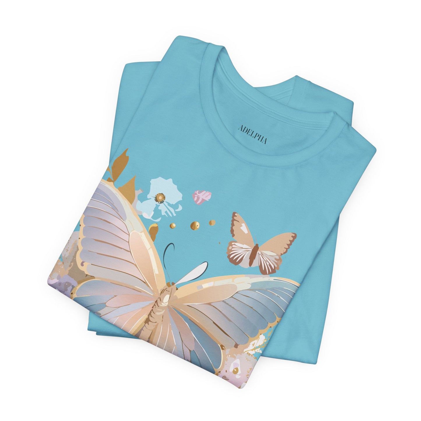 Natural Cotton Tee Shirt with Butterfly