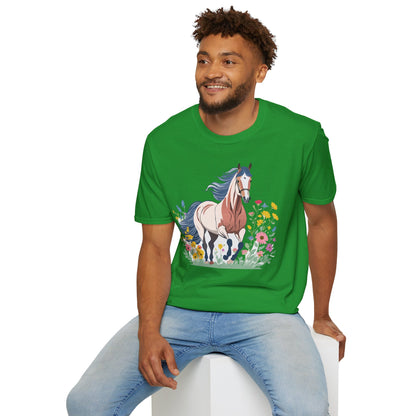 Unisex Horse Tee Softstyle Cotton Shirt With Animals Design Graphic