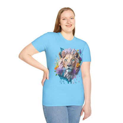 Unisex Lion Shirt Floral Lion Tee Animal Print Tee Gildan 64000