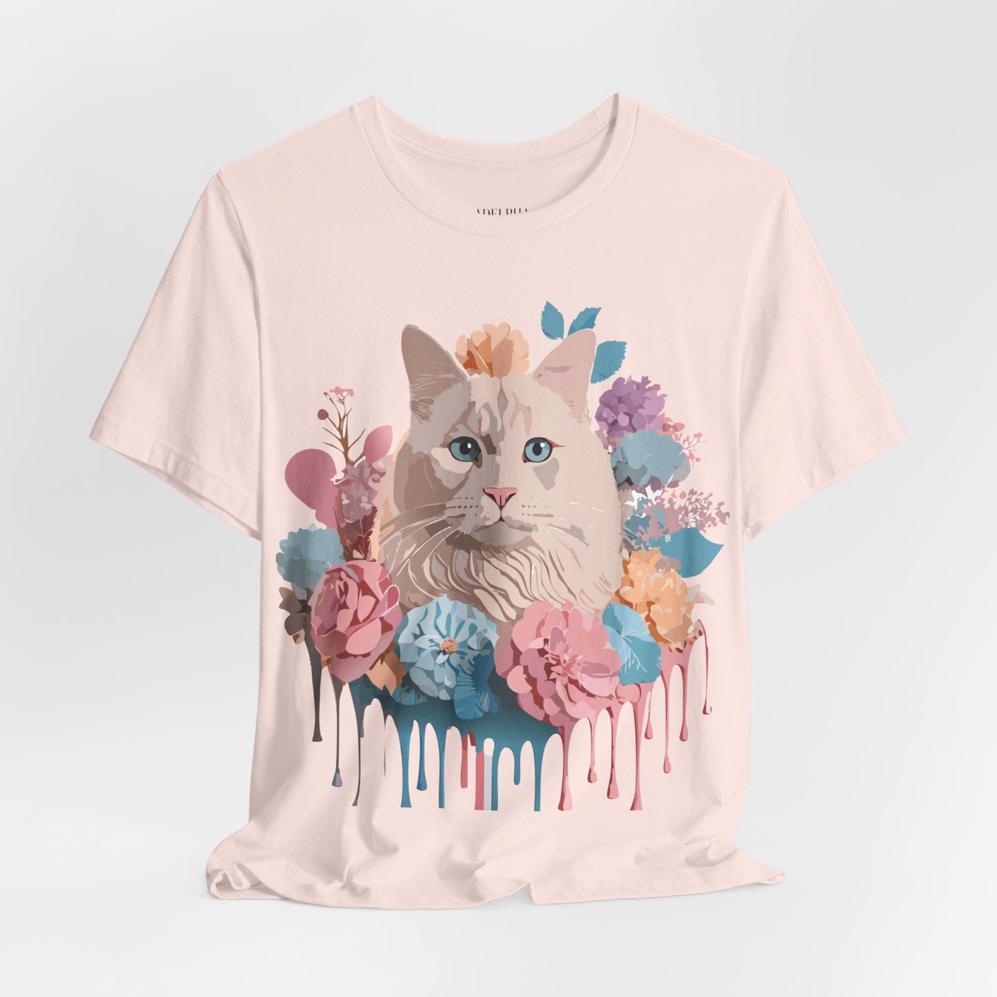 Natural Cotton Tee Shirt with Cat