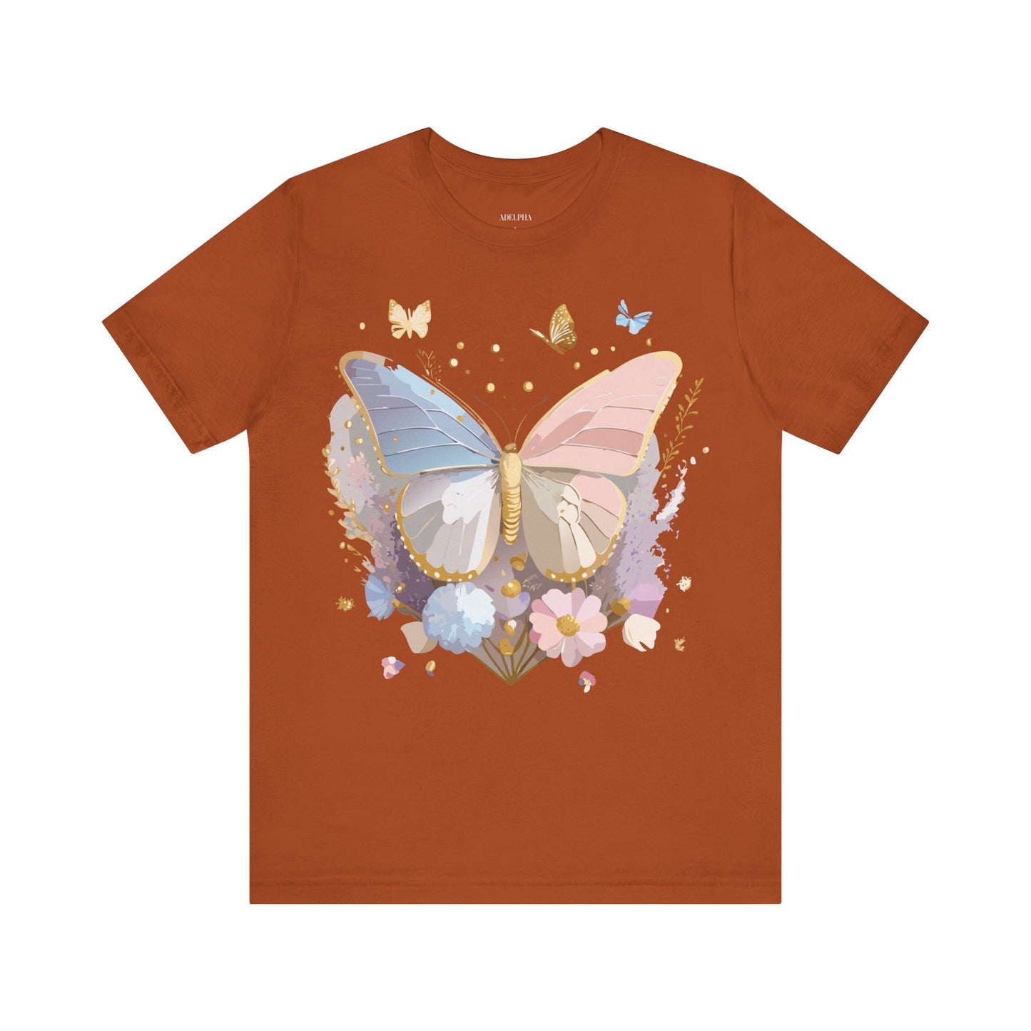 Natural Cotton Tee Shirt with Butterfly