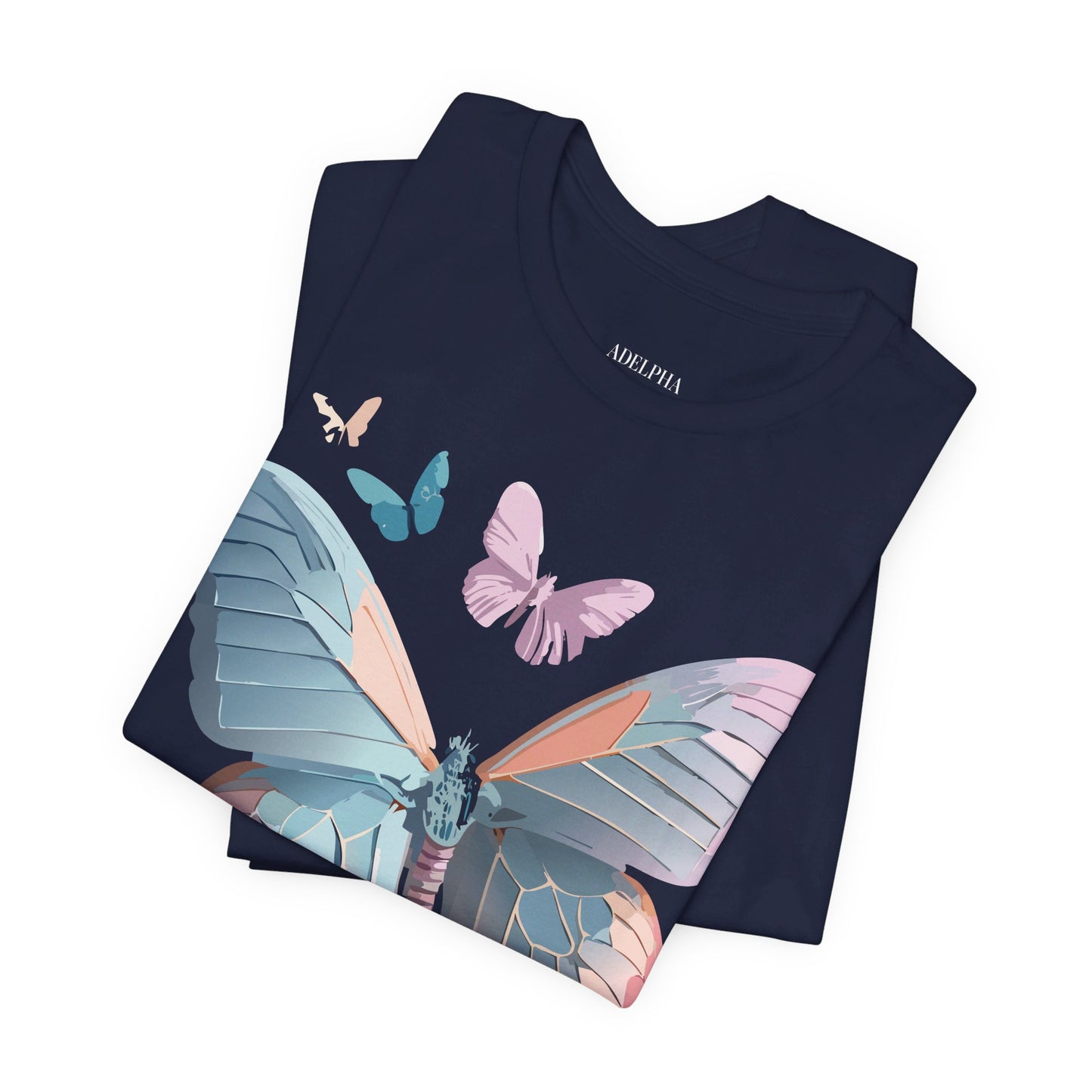 Natural Cotton Tee Shirt with Butterfly