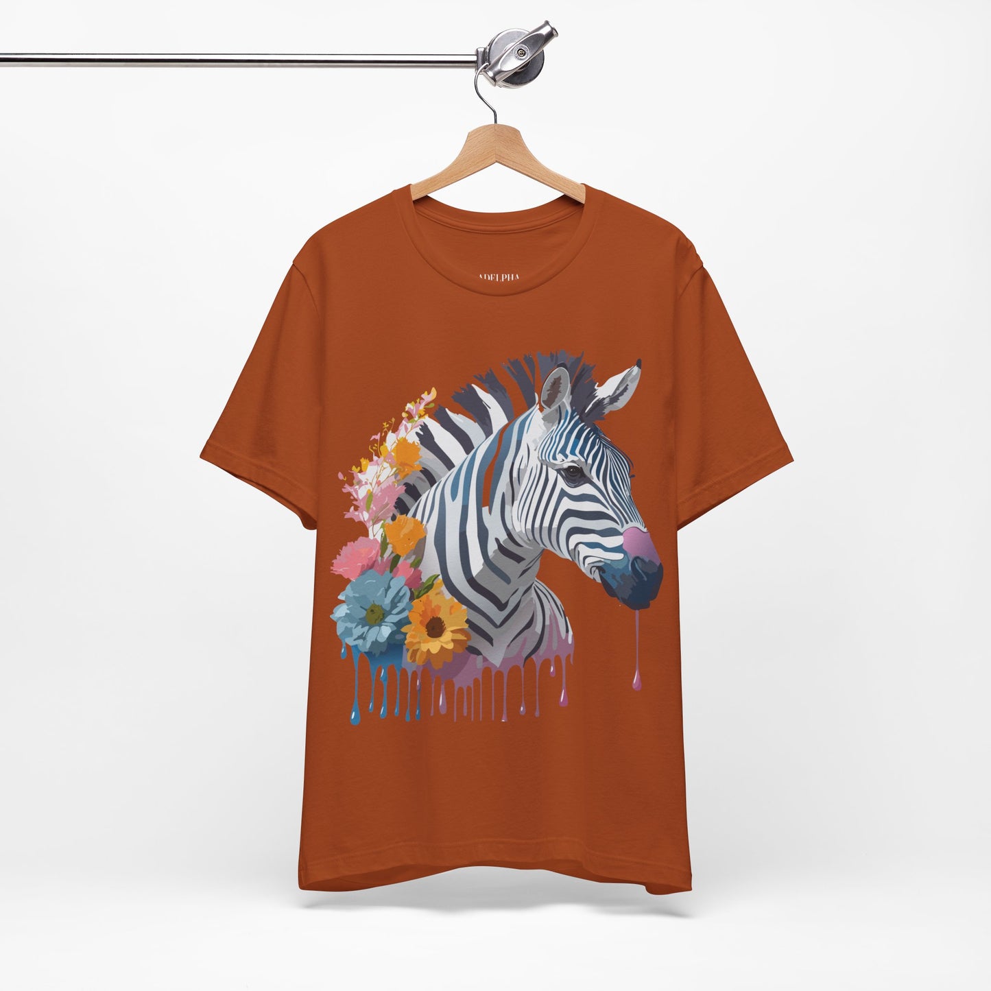 Natural Cotton Tee Shirt with Zebra