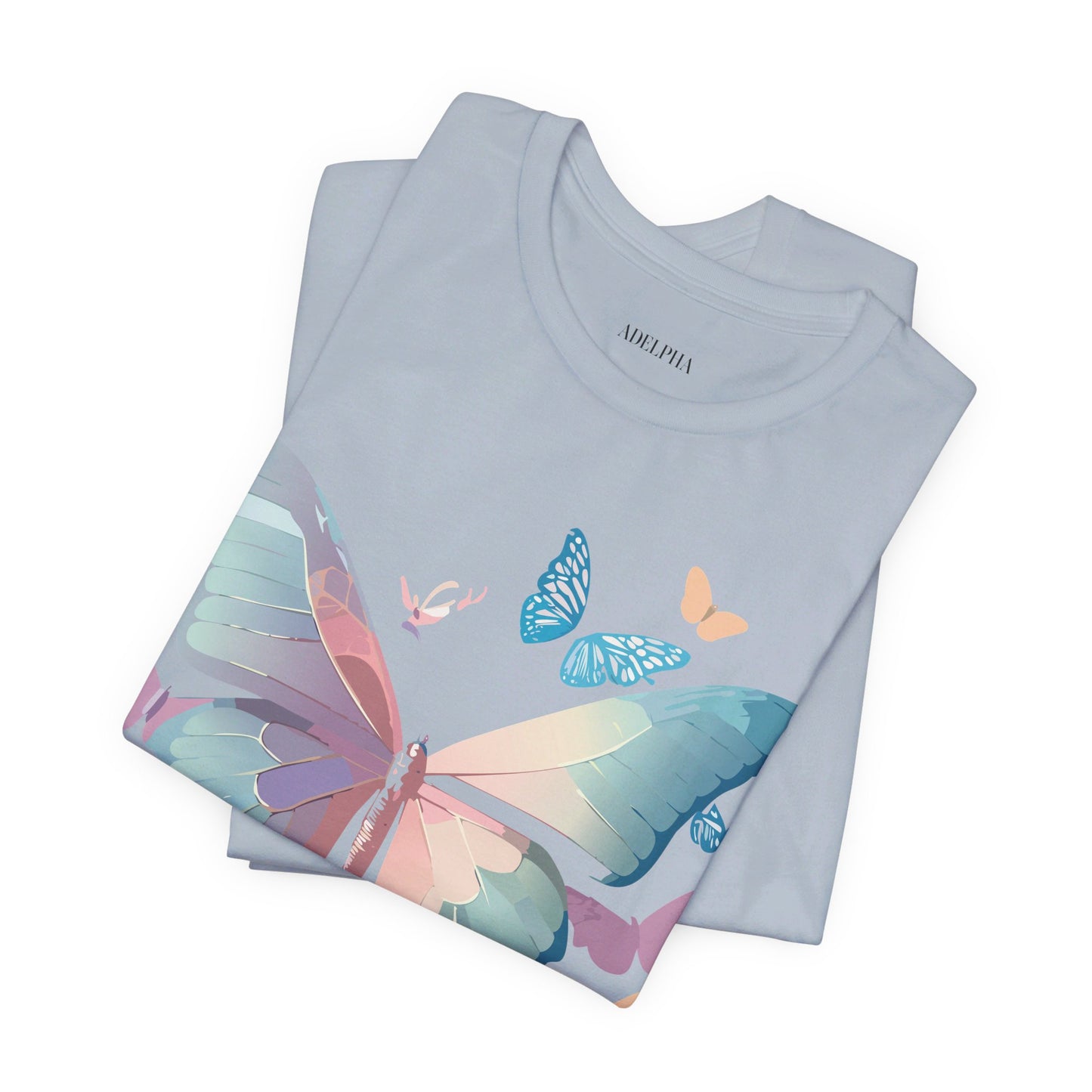 Natural Cotton Tee Shirt with Butterfly