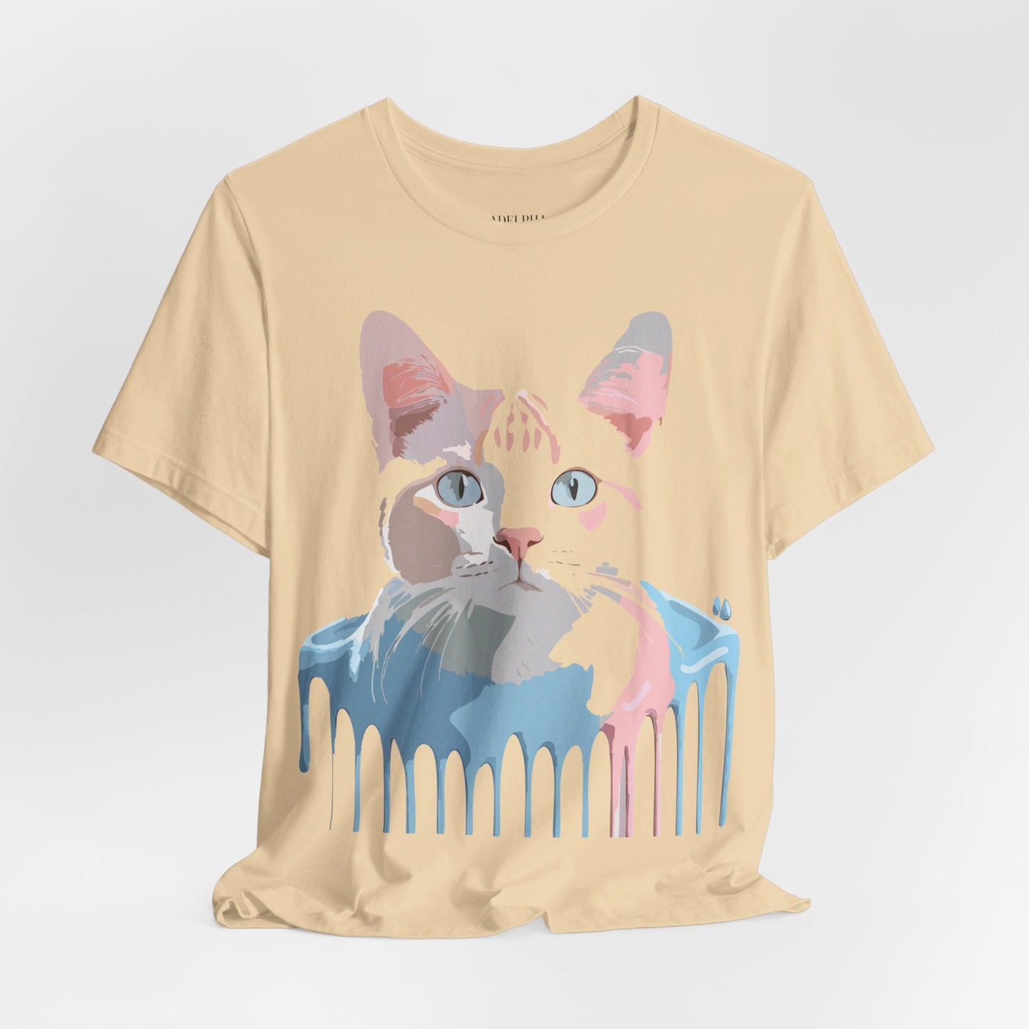 Natural Cotton Tee Shirt with Cat