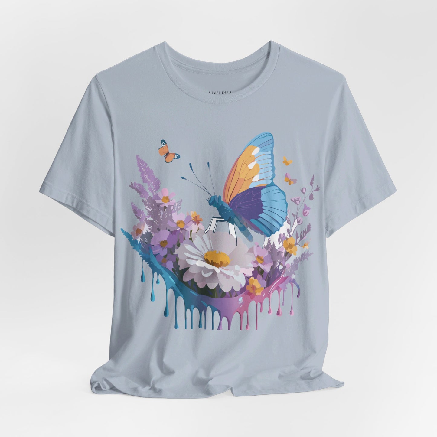 Natural Cotton Tee Shirt with Butterfly