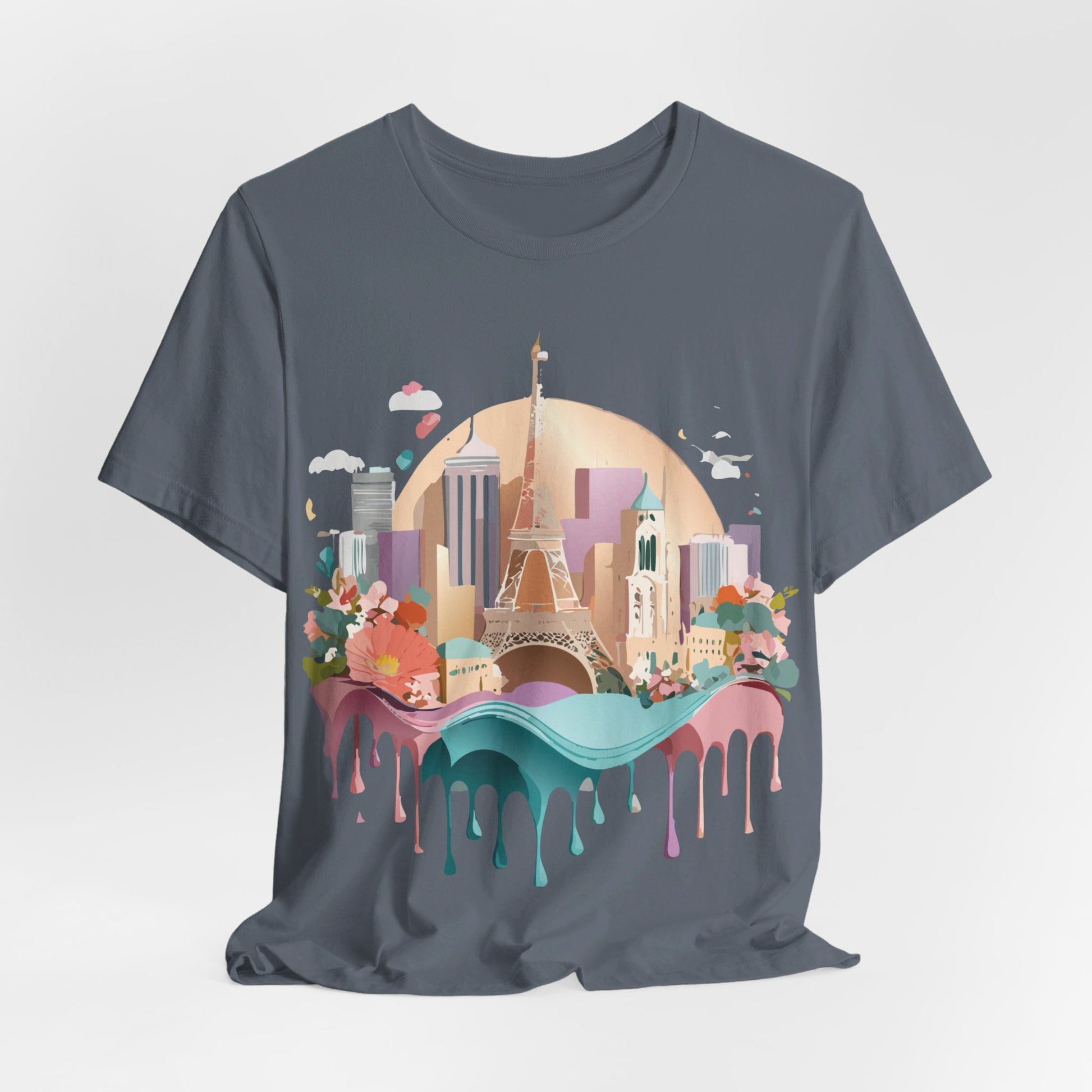 Natural Cotton Tee Shirt - Beautiful Places Collection - Paris Printify