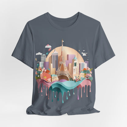 Natural Cotton Tee Shirt - Beautiful Places Collection - Paris Printify
