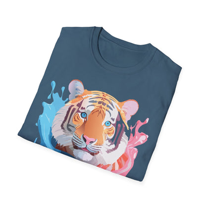 Tiger Shirt Unisex Animal Print Tee Gildan Softstyle 64000 Cotton
